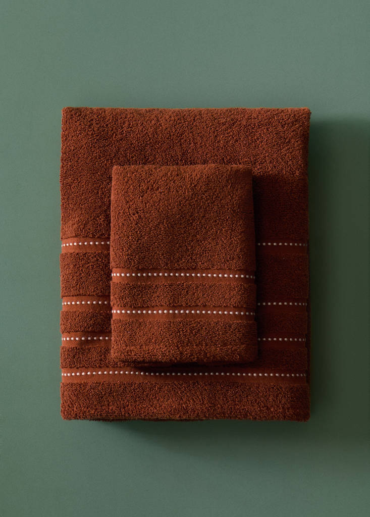 Cotton washbasin towel with topstitching - thumbnail 6