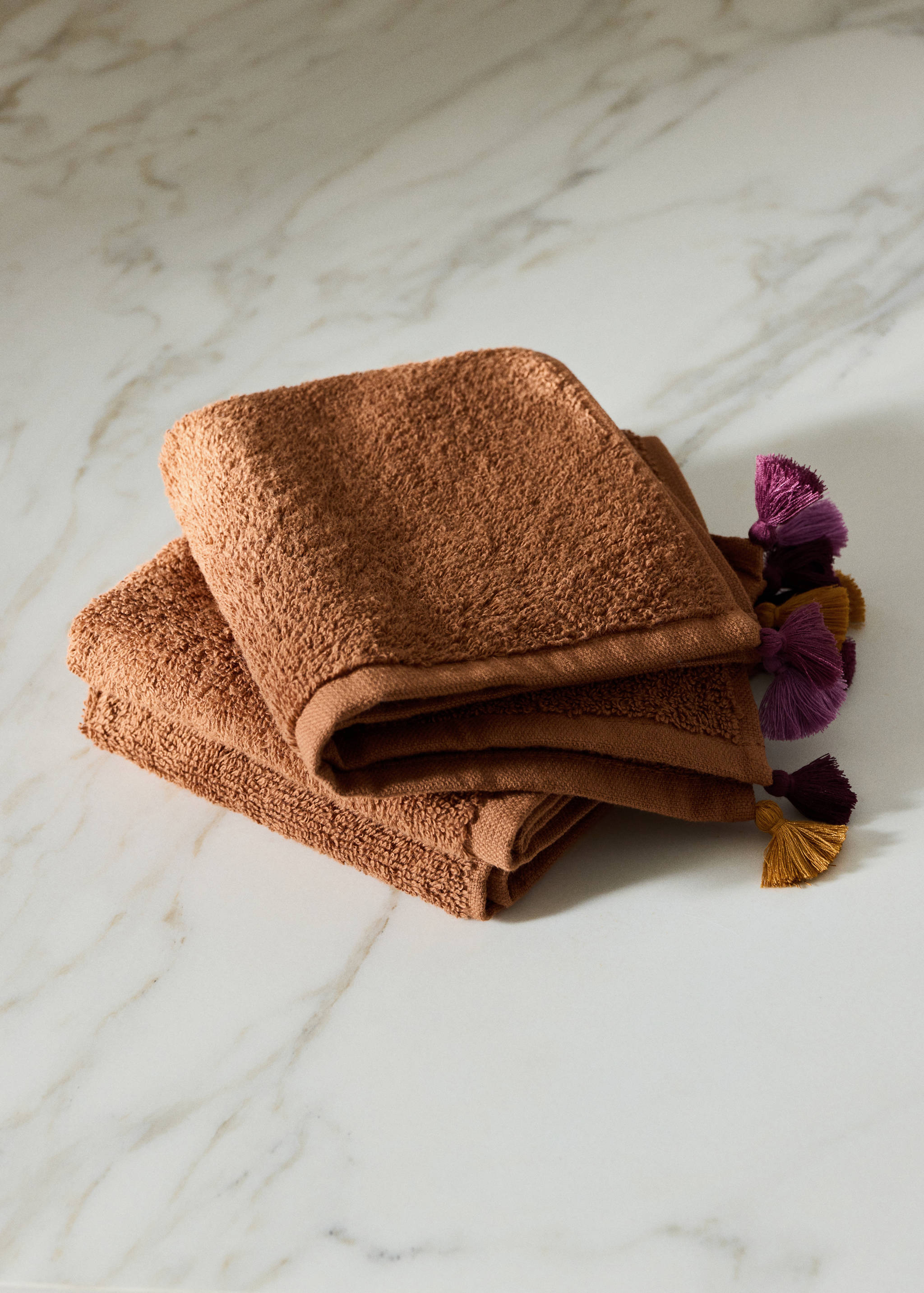 Pack of 3 cotton terry towels with pom-poms - General plane