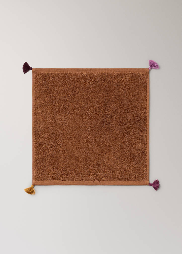 Pack of 3 cotton terry towels with pom-poms — Russet