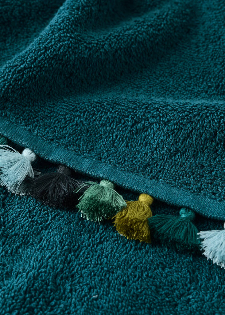 Cotton terry guest towel with pom-poms - thumbnail 6