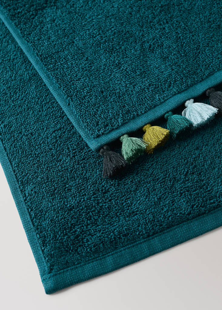 Cotton terry guest towel with pom-poms - thumbnail 7