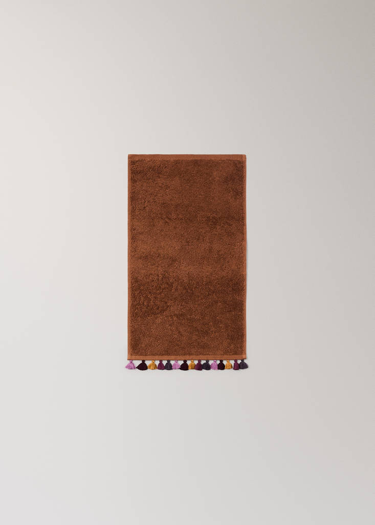 Cotton terry guest towel with pom-poms - thumbnail 4