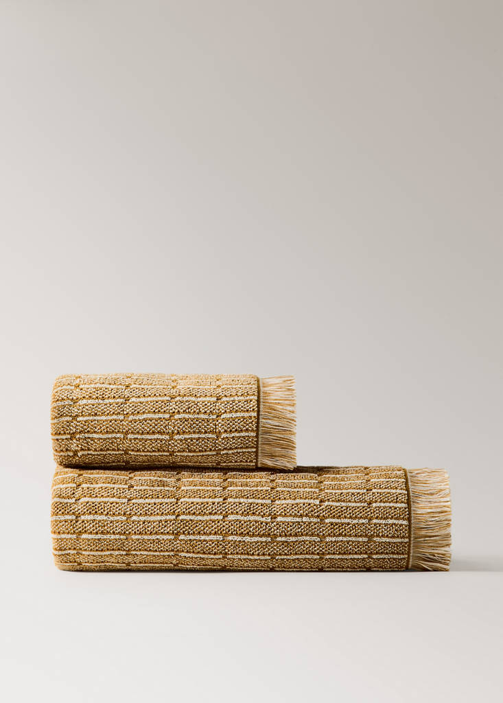 Jacquard cotton bath towel — Ochre