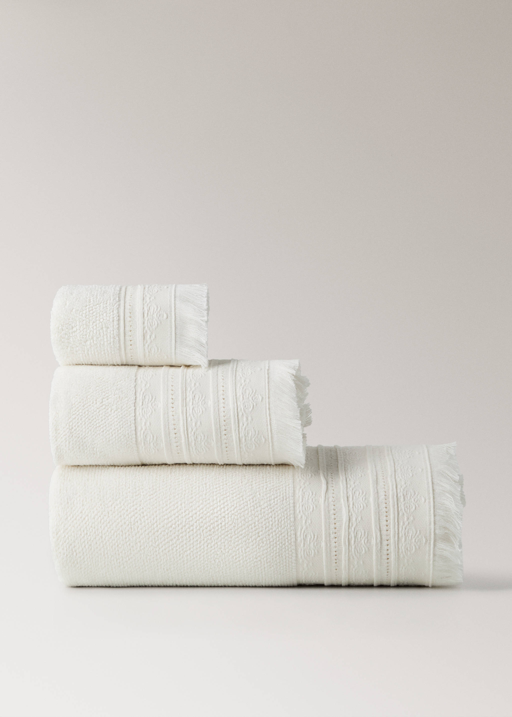 Serviette invité coton bouclette à franges - Article sans modèle
