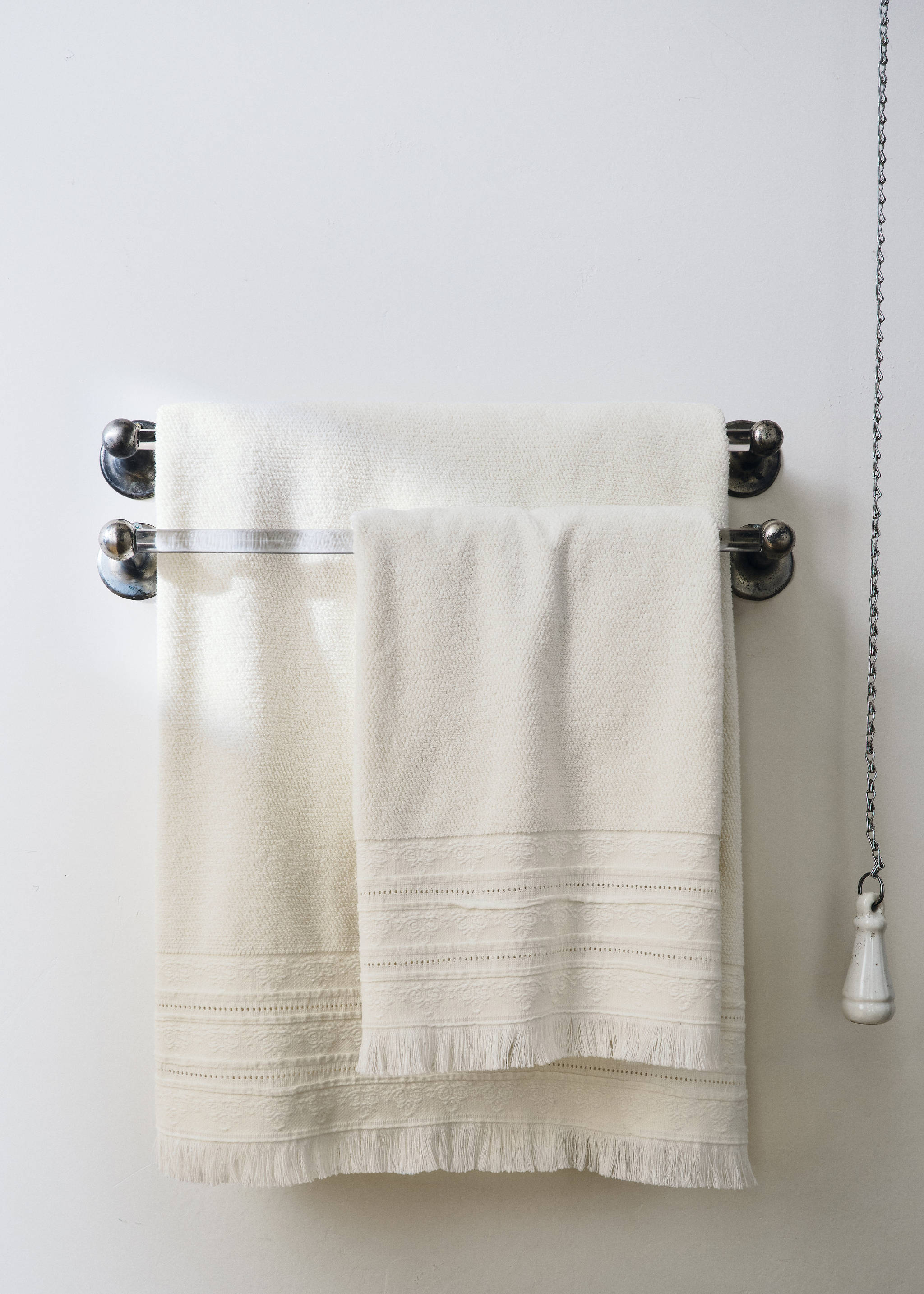 Drap de bain coton bouclette à franges - Détail de l'article 5, Écru. Ref: 37002973-00.
