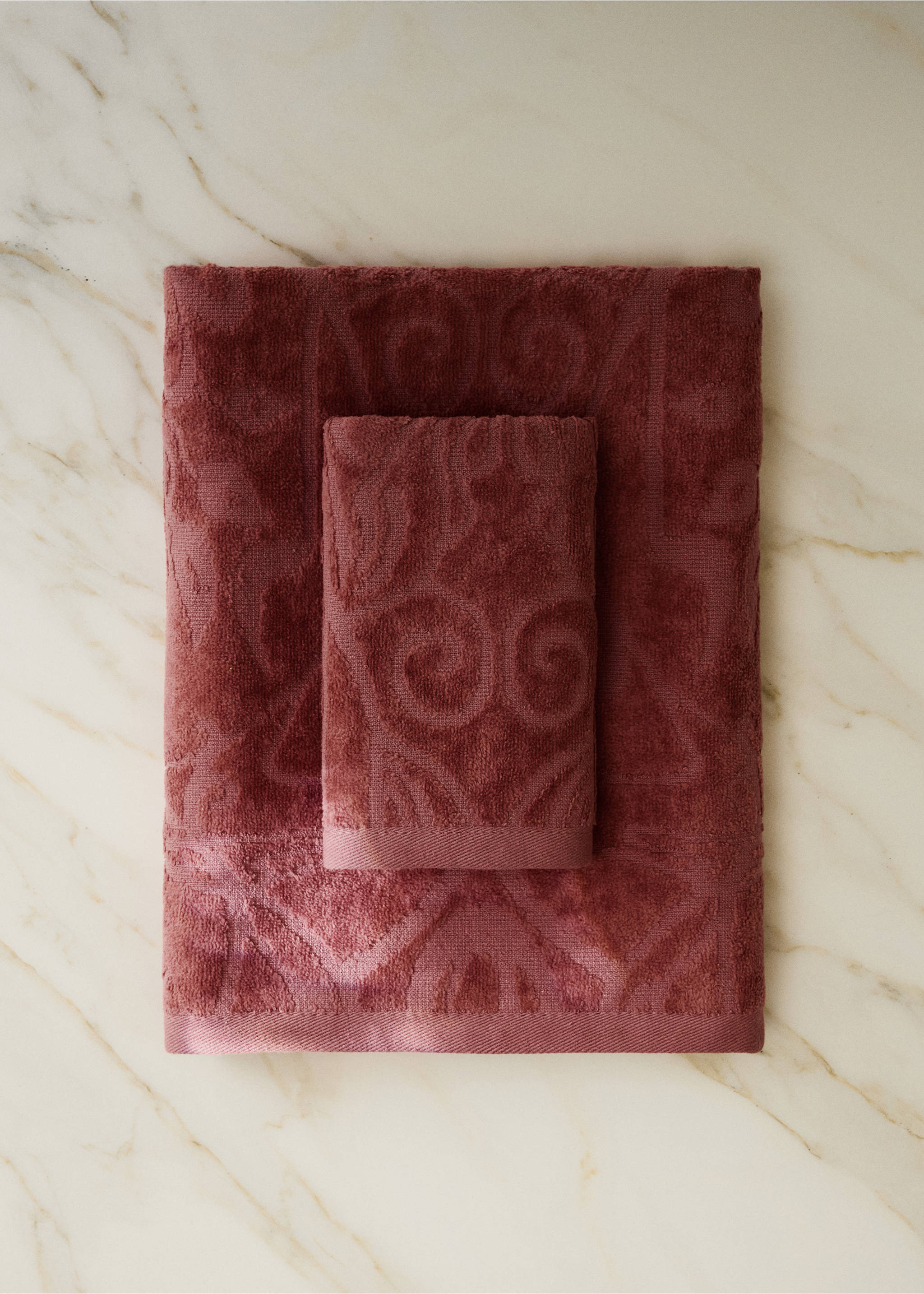 Cotton jacquard washbasin towel - General plane, Burnt Orange. Ref: 37002979-00.