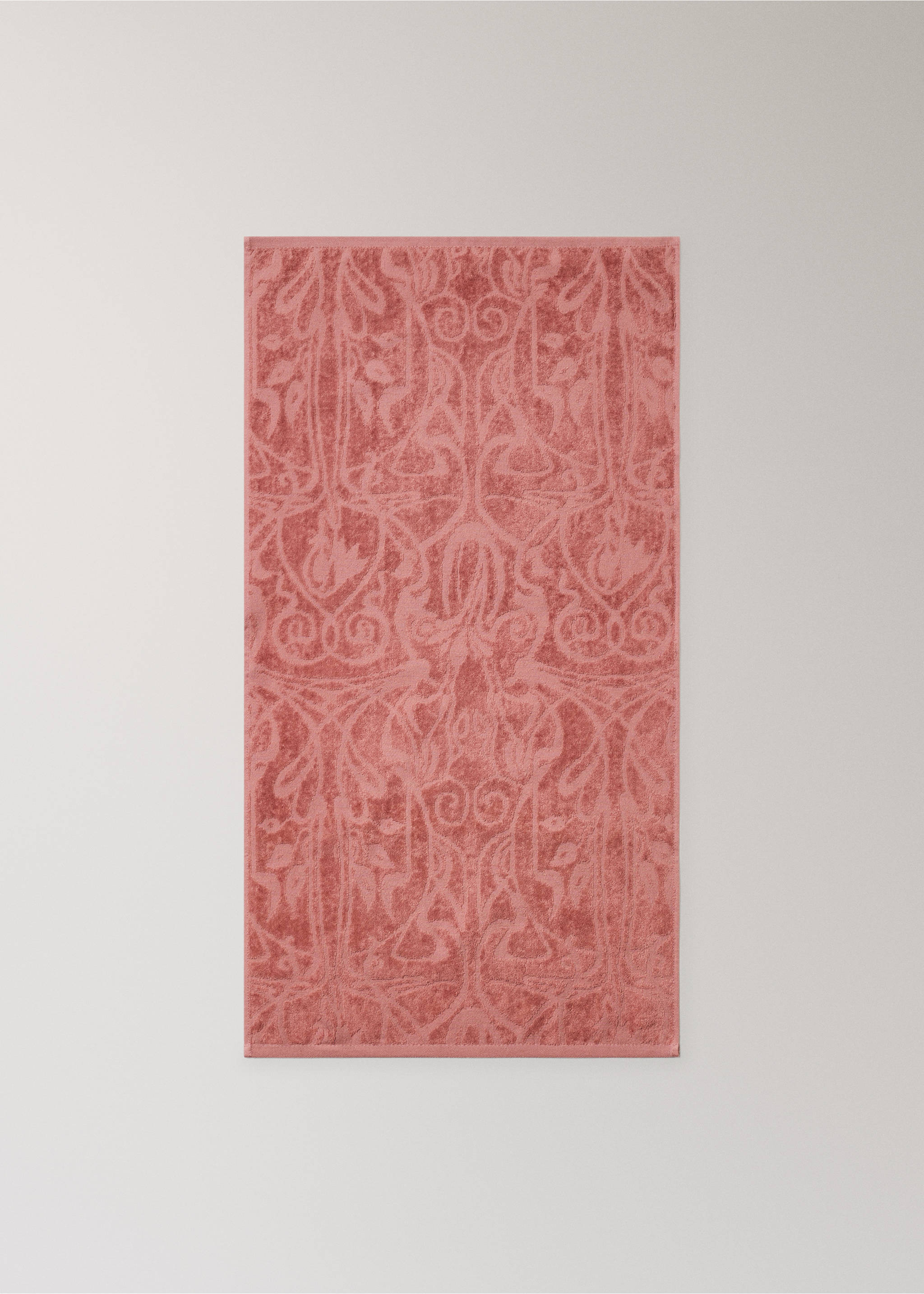 Cotton jacquard washbasin towel - Details of the article 3, Burnt Orange. Ref: 37002979-00.