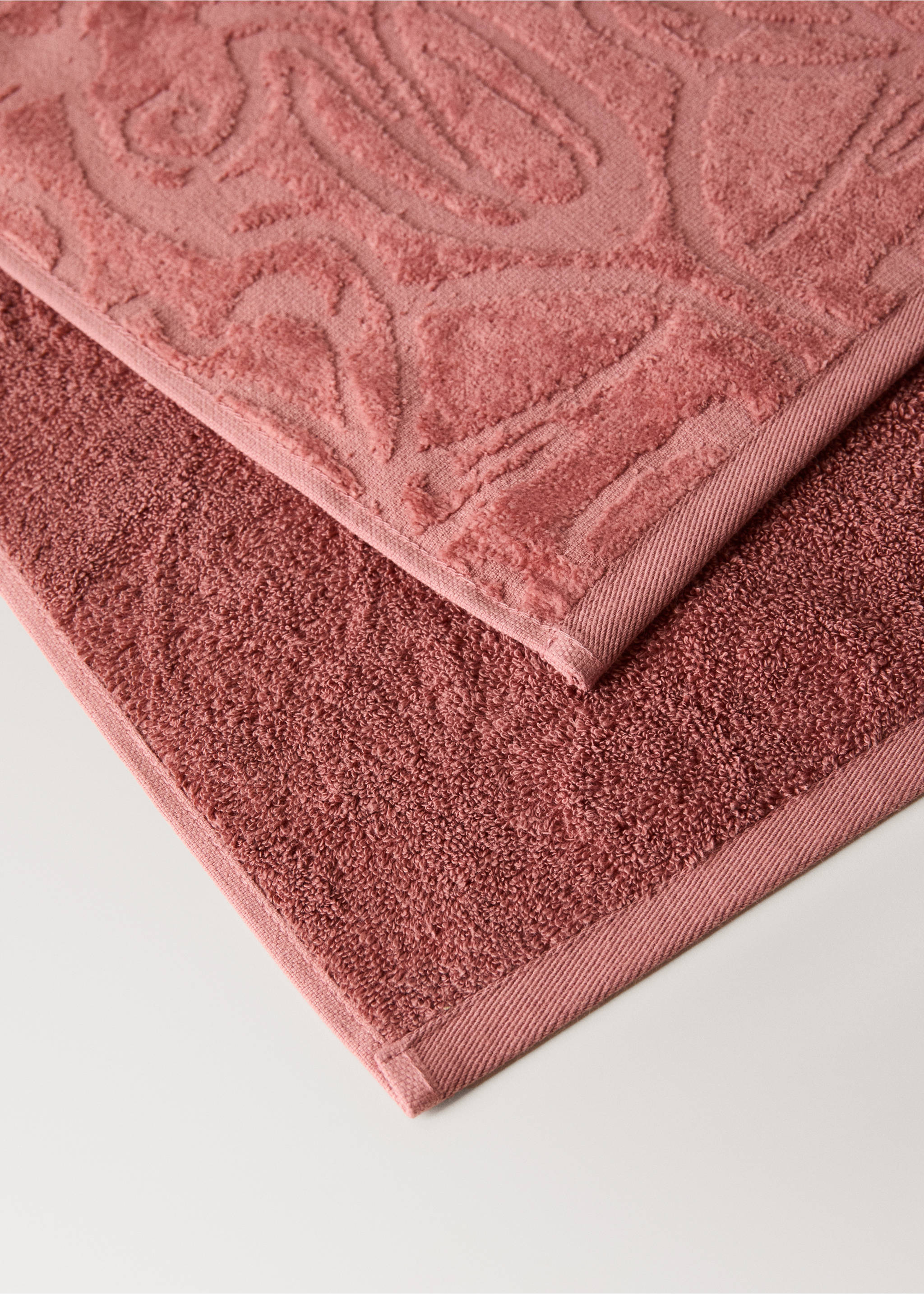 Cotton jacquard bath towel 90x150 cm - Details of the article 2, Burnt Orange. Ref: 37002980-00.