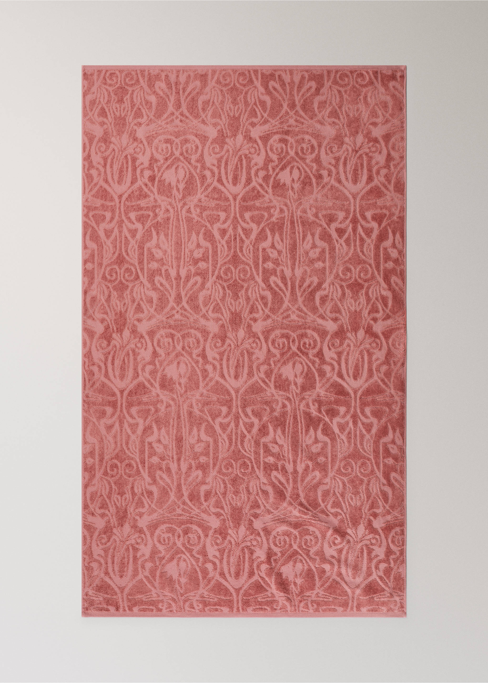 Cotton jacquard bath towel 90x150 cm - Details of the article 3, Burnt Orange. Ref: 37002980-00.