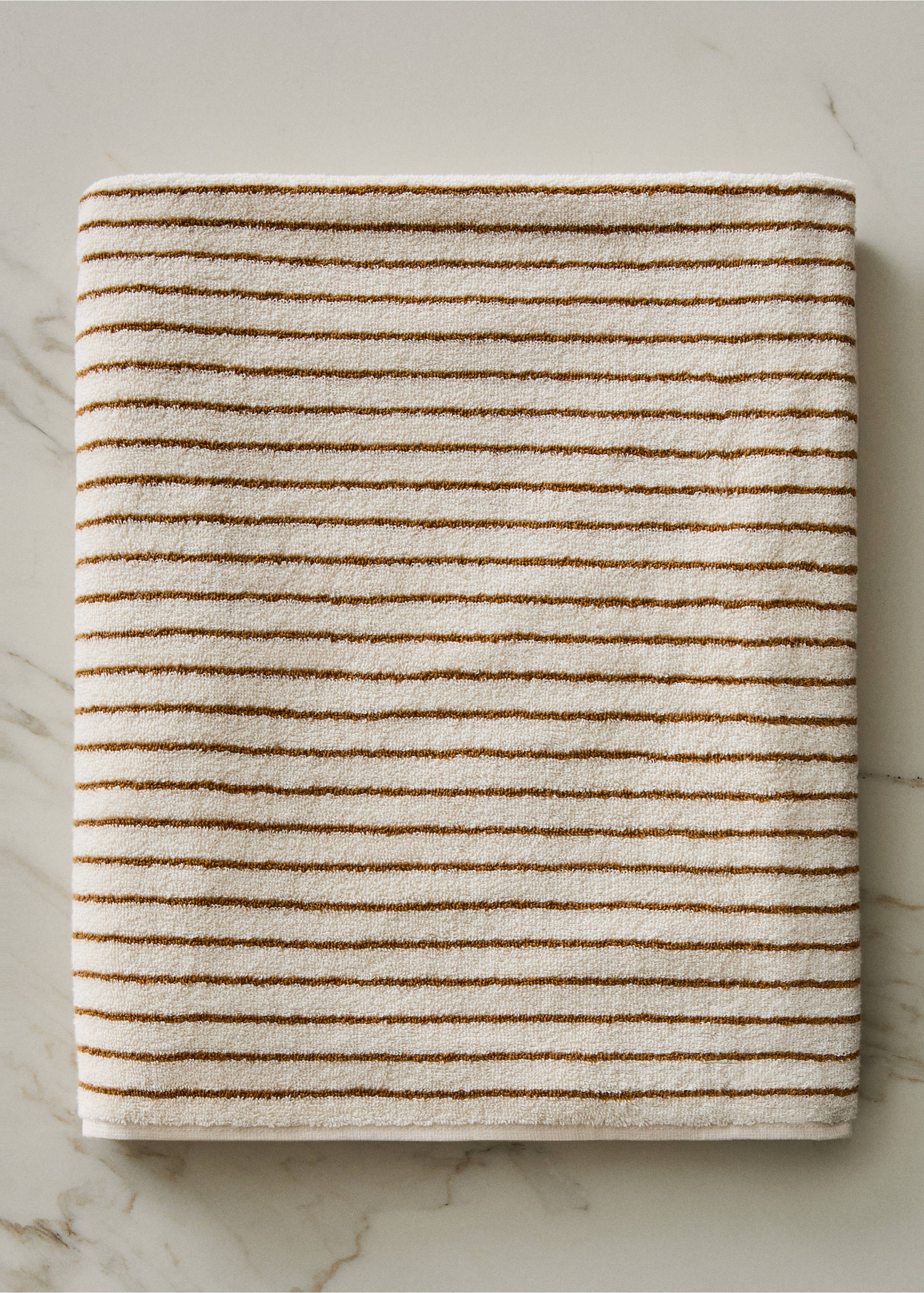 Cotton striped bath towel - General plane, Russet. Ref: 37002983-00.