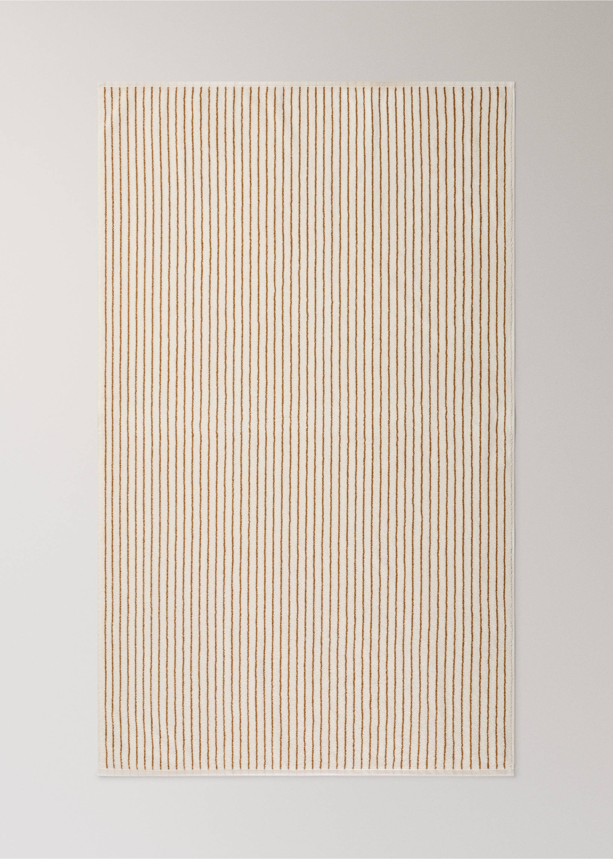 Cotton striped bath towel - Details of the article 2, Russet. Ref: 37002983-00.