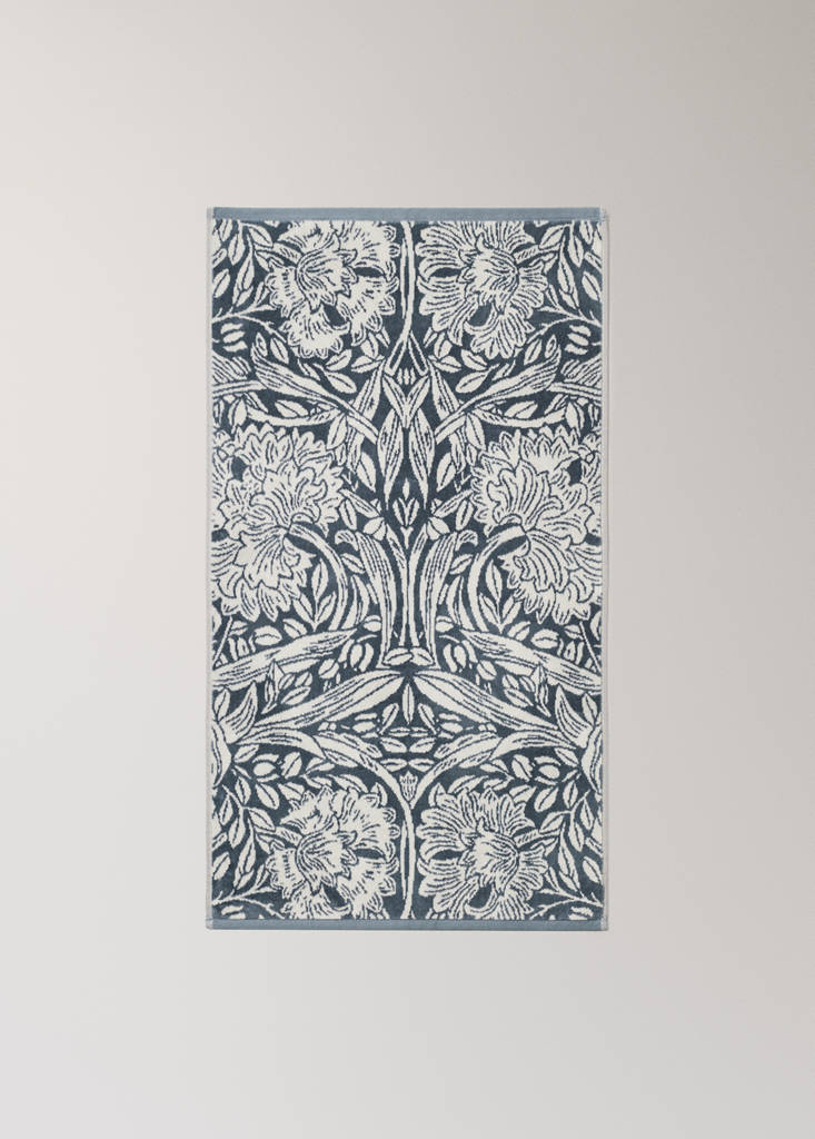 Floral jacquard velour cotton washbasin towel — Indigo Blue