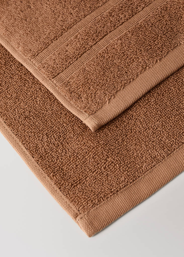 Terry cotton face towel — Medium Brown