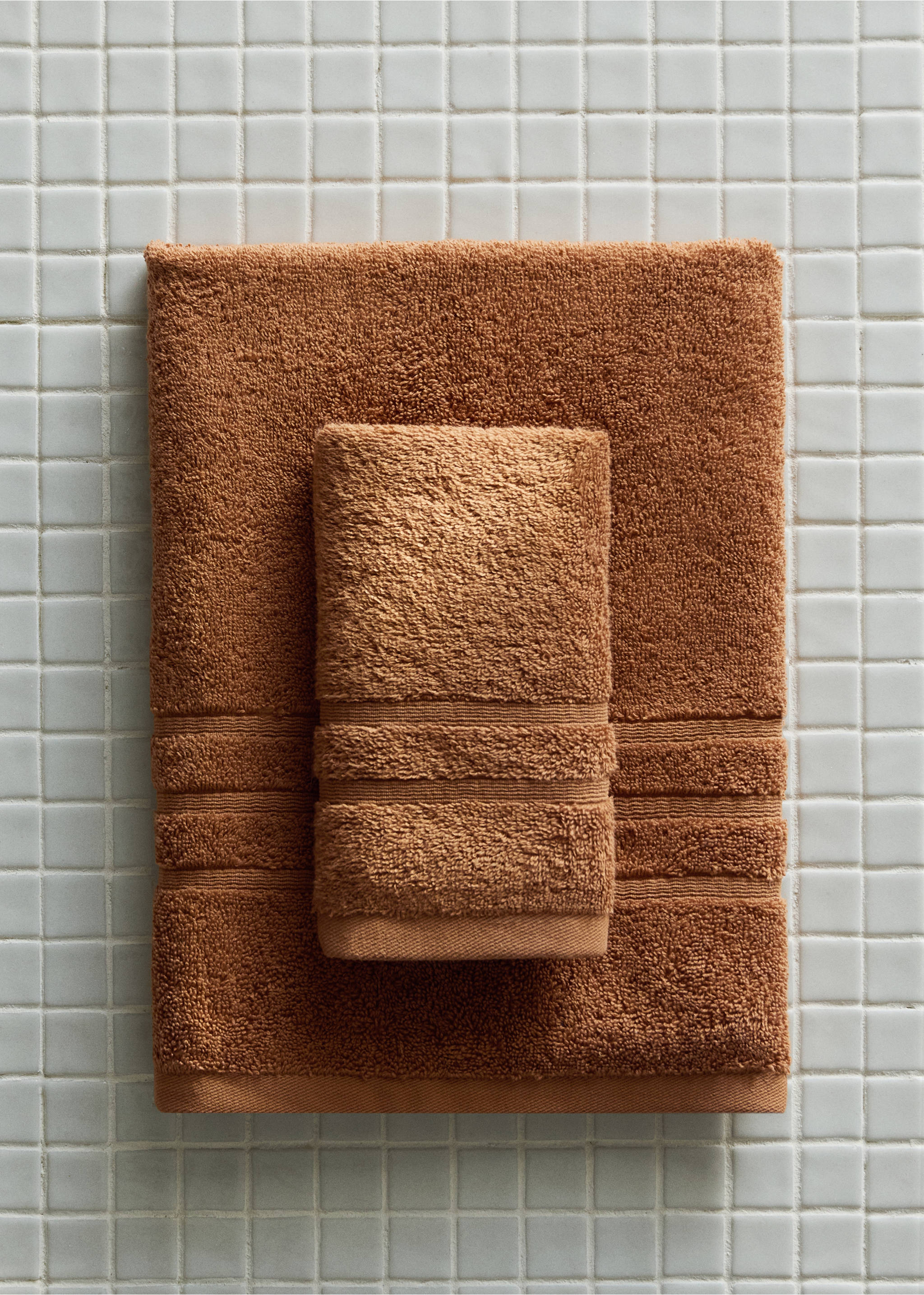 Terry cotton towel - General plane, Medium Brown. Ref: 37002987-00.