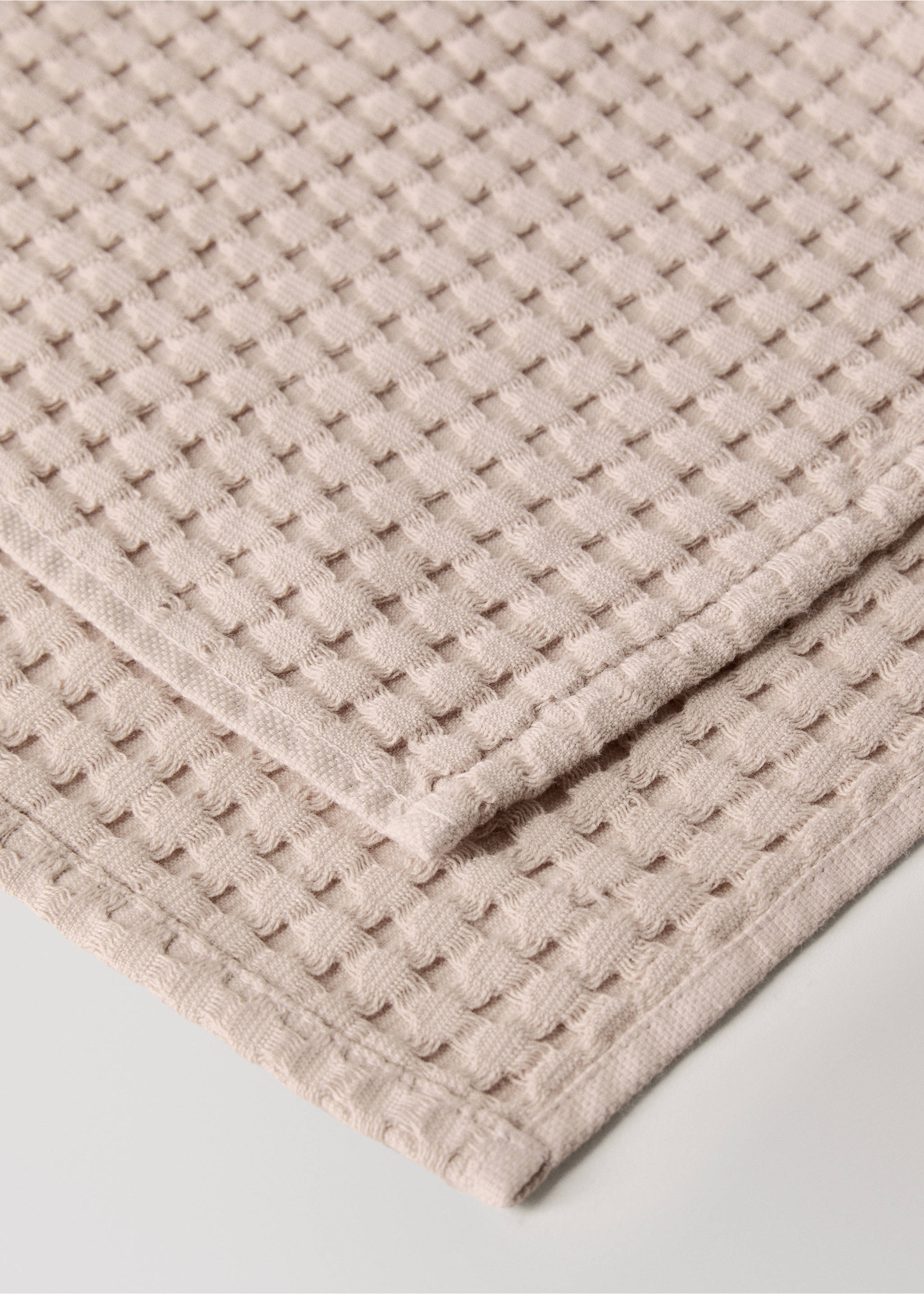 Cotton waffle washbasin towel - Details of the article 1, Apricot. Ref: 37002991-00.
