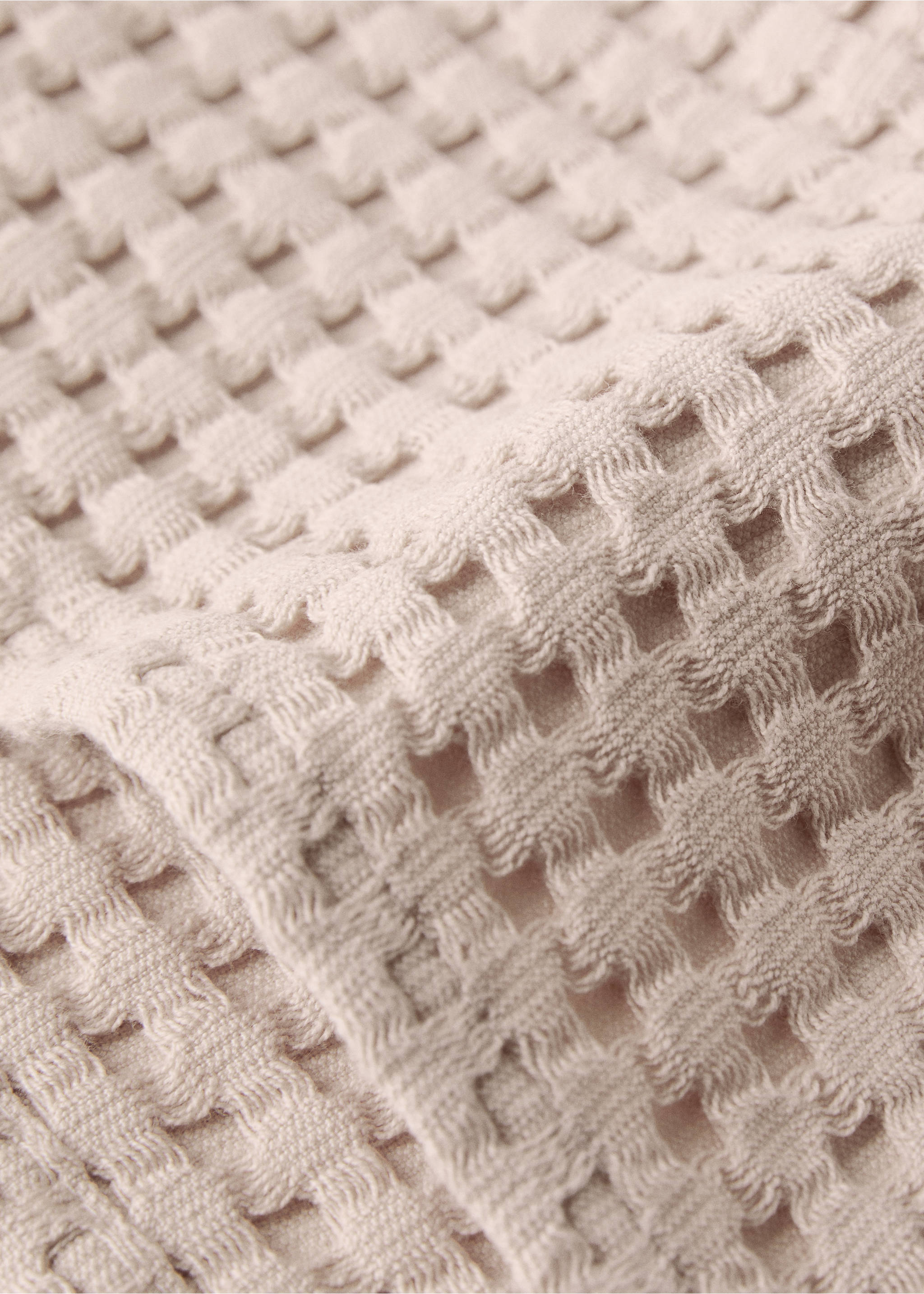 Cotton waffle washbasin towel - Details of the article 2, Apricot. Ref: 37002991-00.
