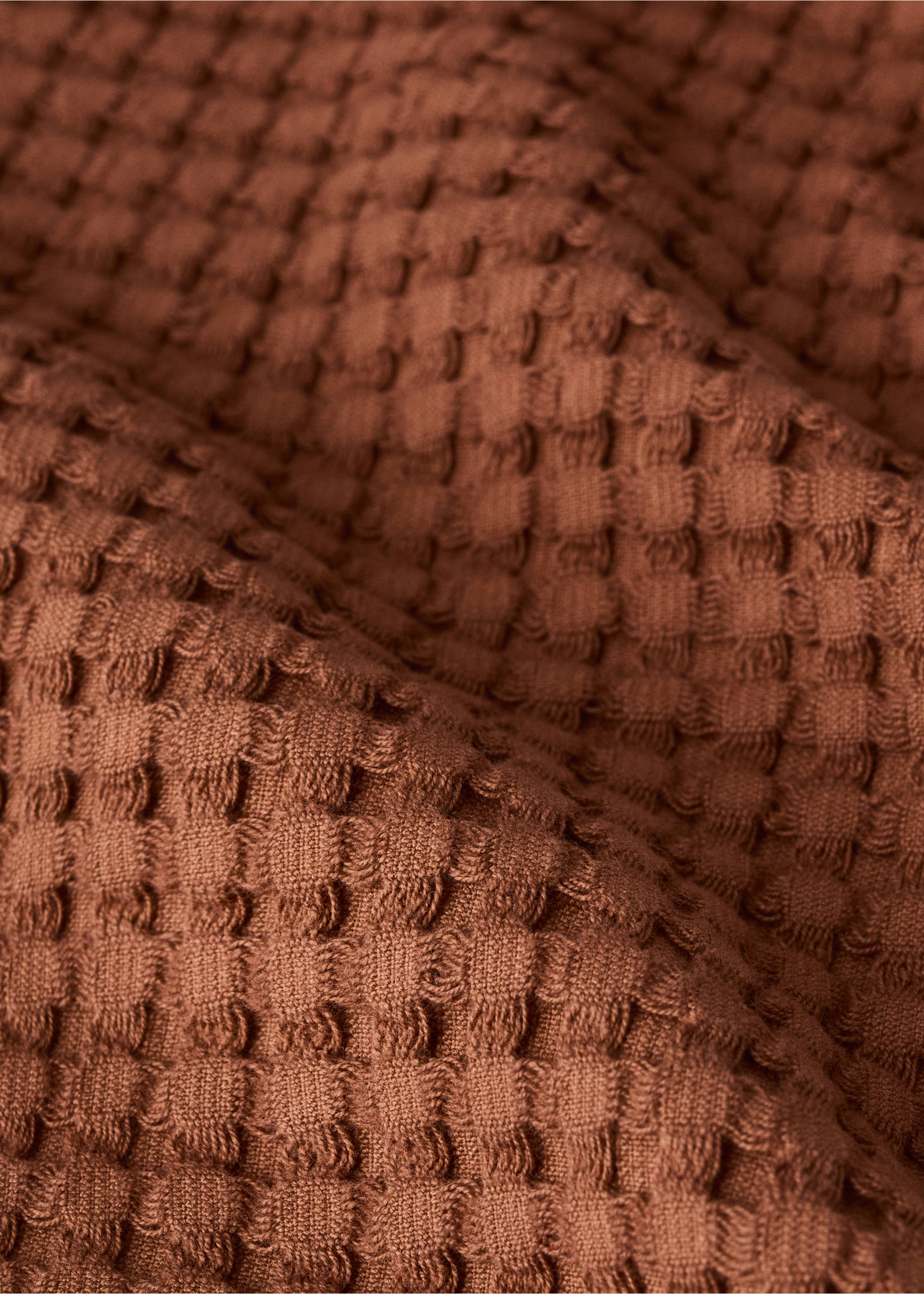 Handtuch aus Waffel-Baumwolle - Detail des Artikels 1, Rotbraun. Ref: 37002992-00.