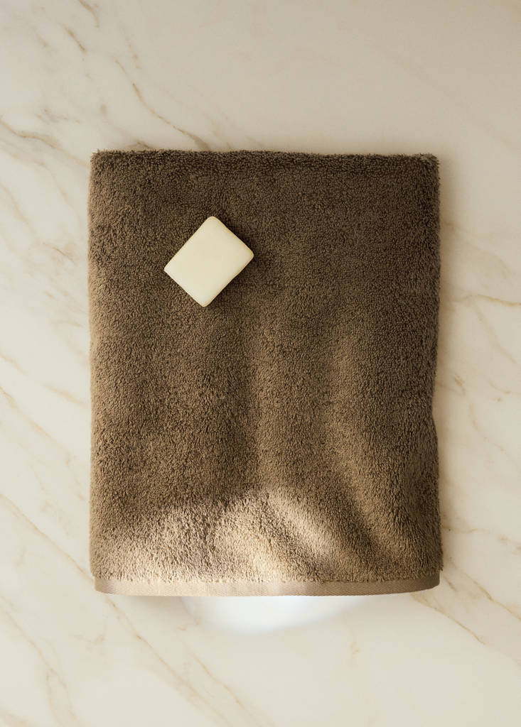 Soft cotton washbasin towel — Khaki