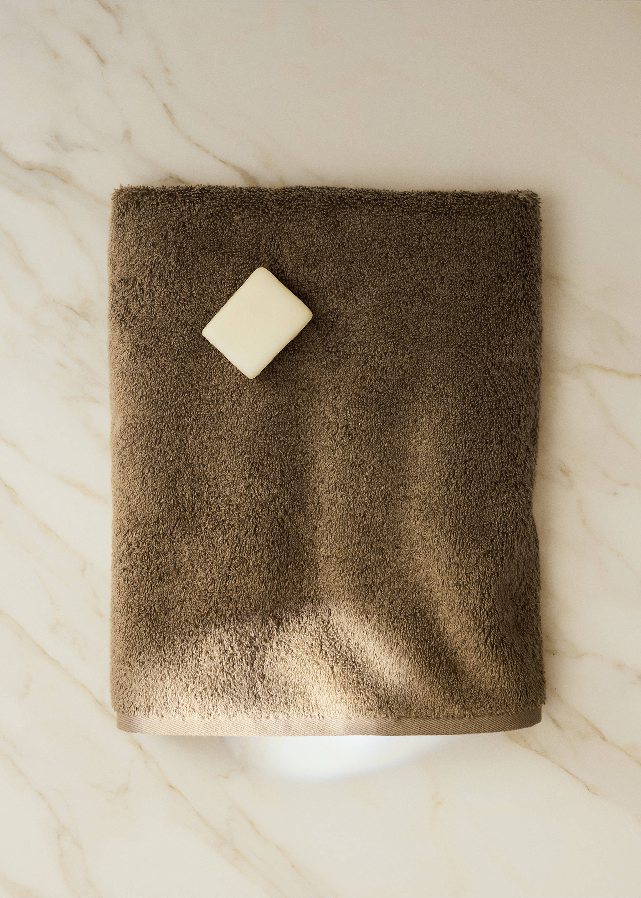 Soft cotton washbasin towel - General plane, Khaki. Ref: 37002995-00.