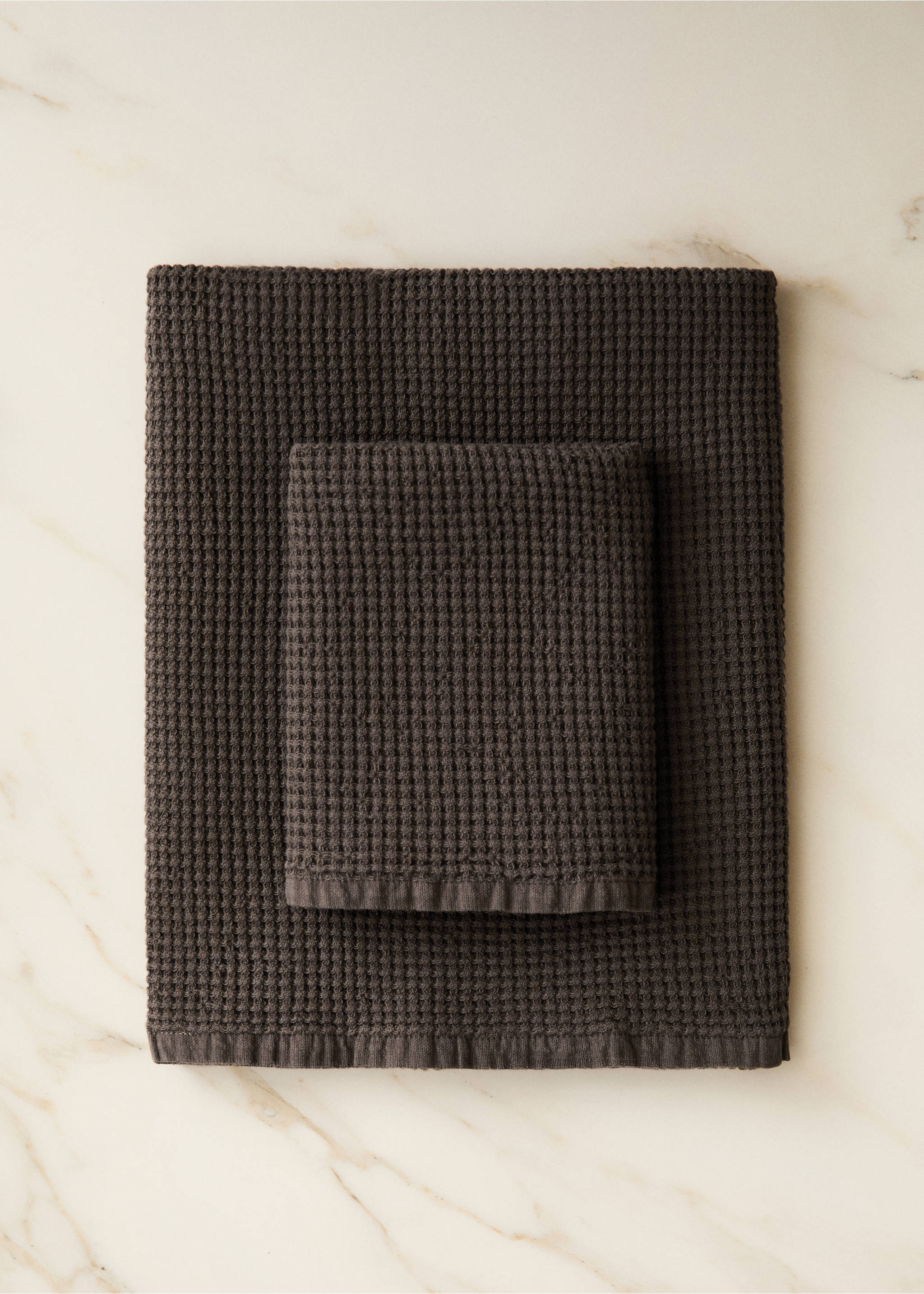 Cotton waffle washbasin towel - General plane, Coffee. Ref: 37002998-00.