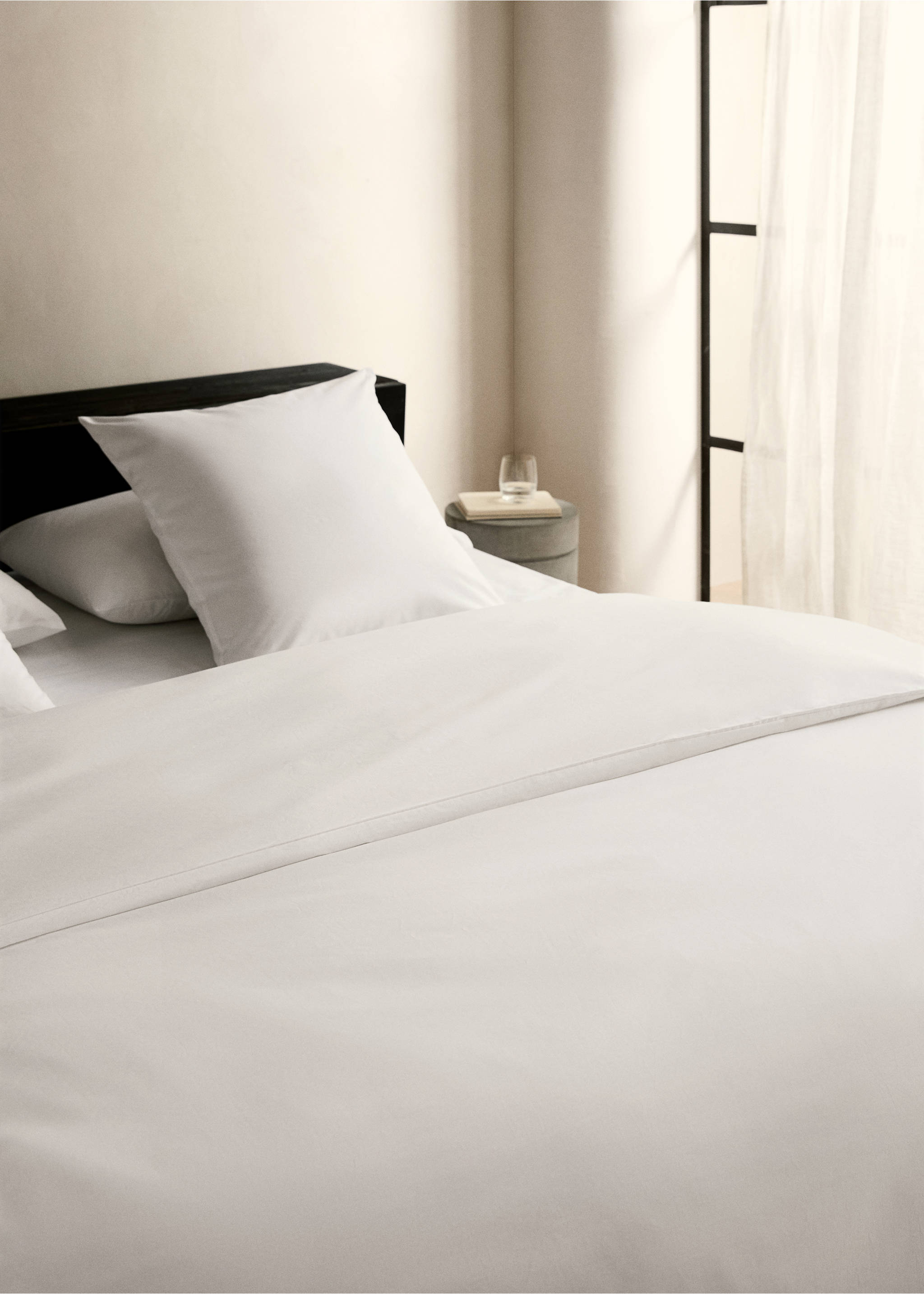 Percale cotton duvet cover Superking bed - Details of the article 6, White. Ref: 37003070-00.