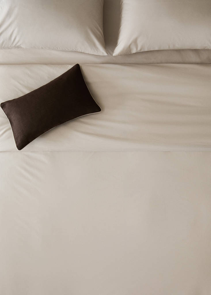 Percale cotton duvet cover King bed — Sand