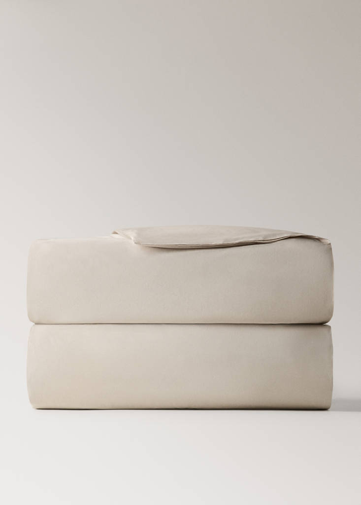 Percale cotton duvet cover King bed — Sand