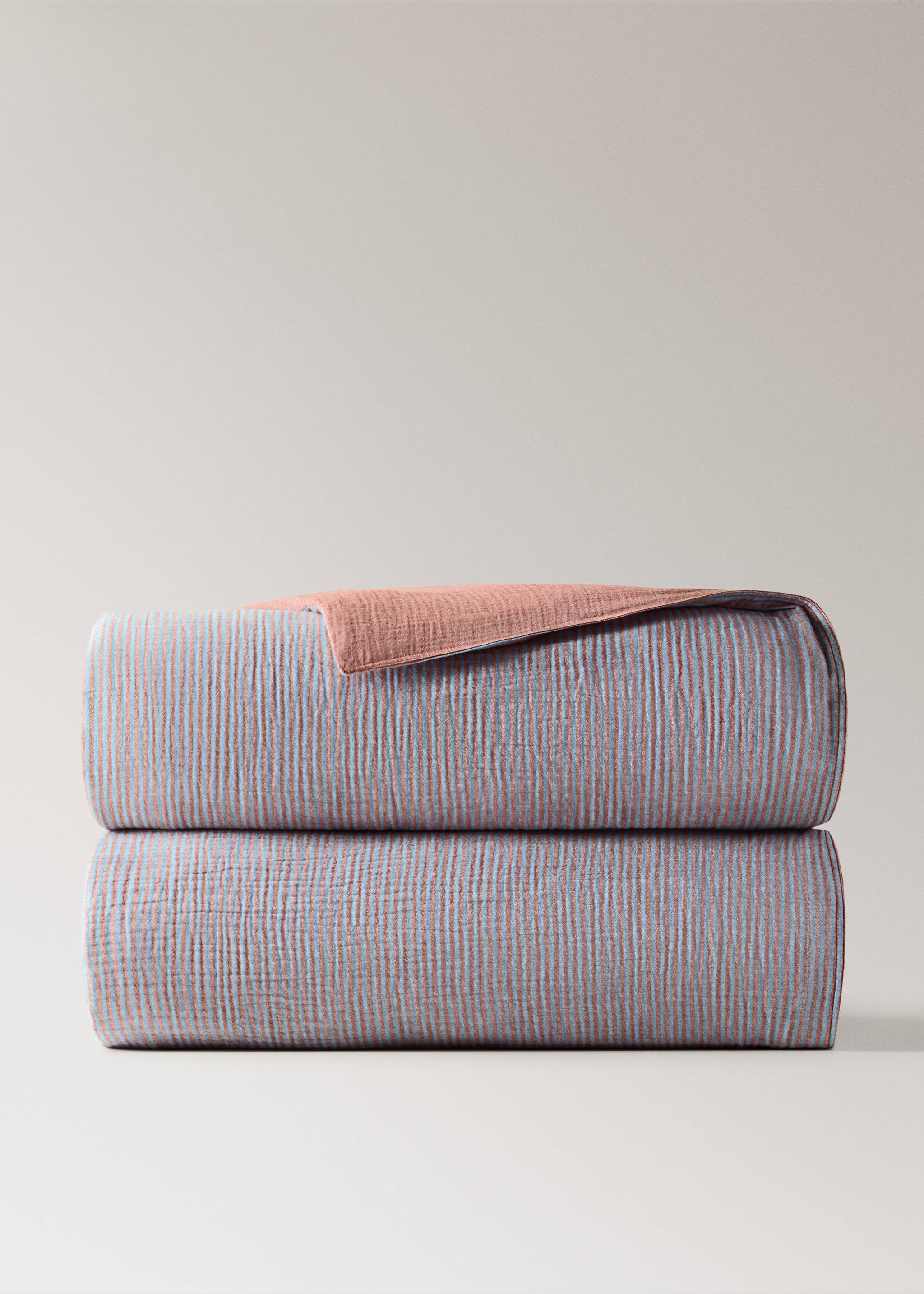 100% cotton striped duvet cover for king bed - Article without model, Medium Pink. Ref: 37003083-00.