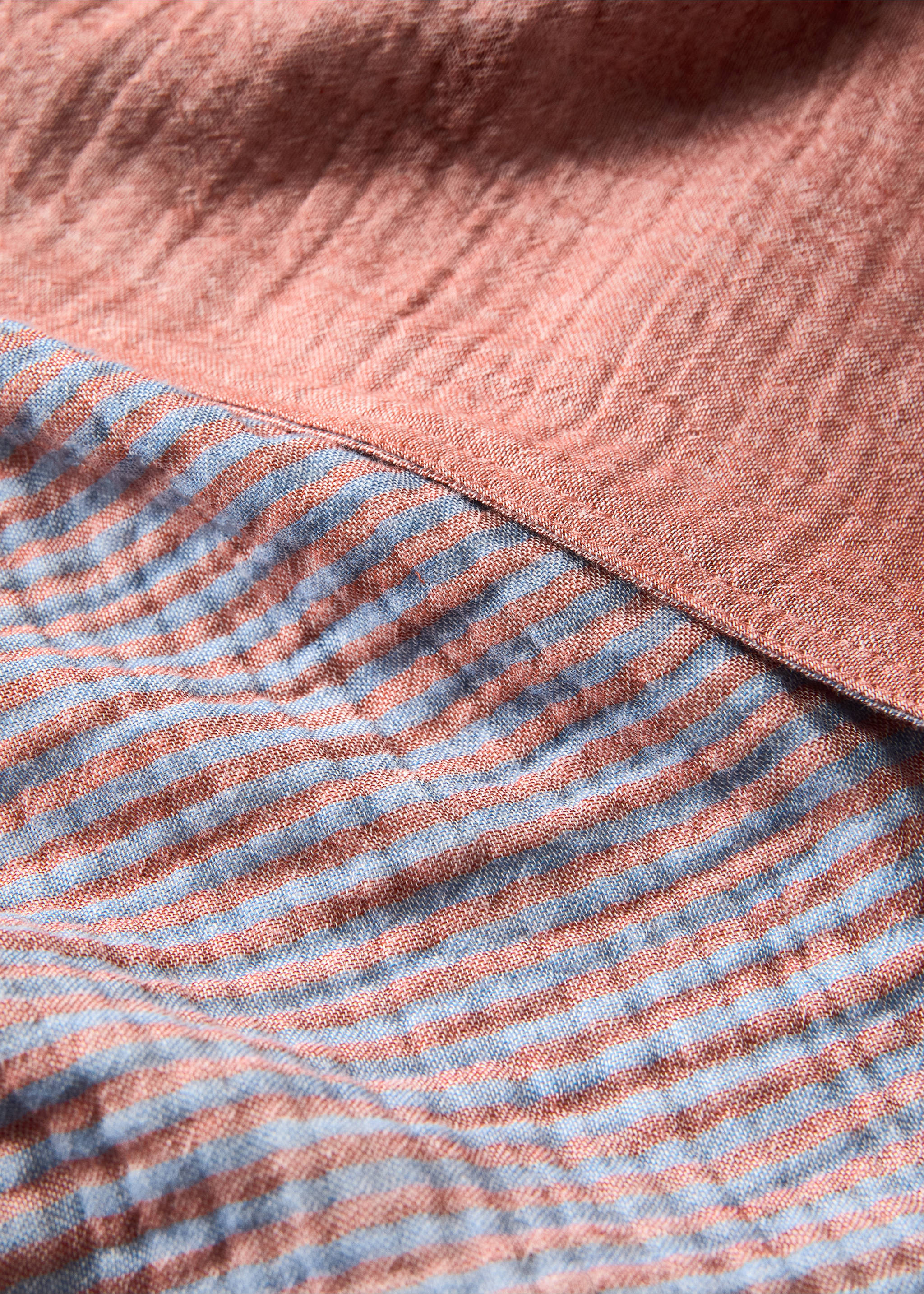 Reversible striped cotton gauze duvet cover for 135/140 cm bed - Details of the article 1, Medium Pink. Ref: 37003084-00.