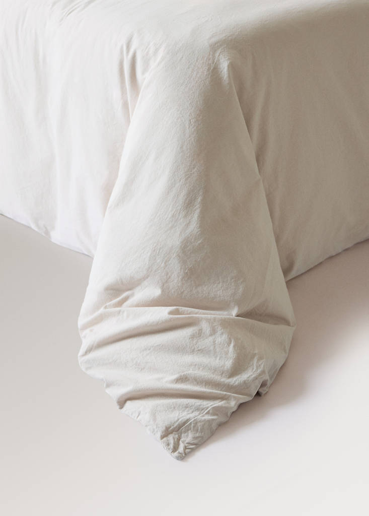Washed-cotton duvet cover Queen bed — Sand