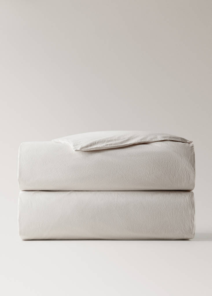Washed-cotton duvet cover Queen bed — Sand