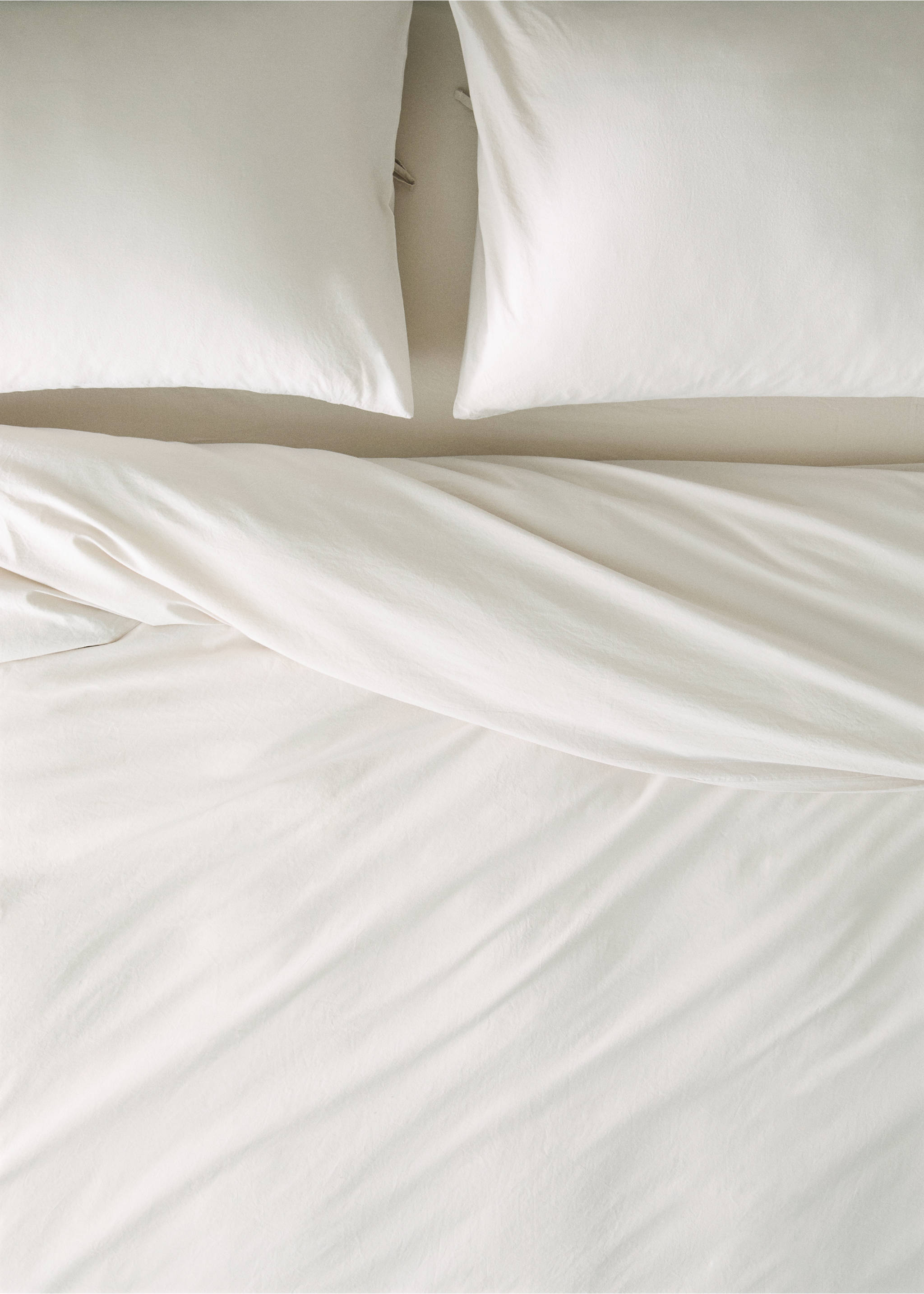 Washed cotton duvet cover King bed - Details of the article 7, Sand. Ref: 37003087-00.