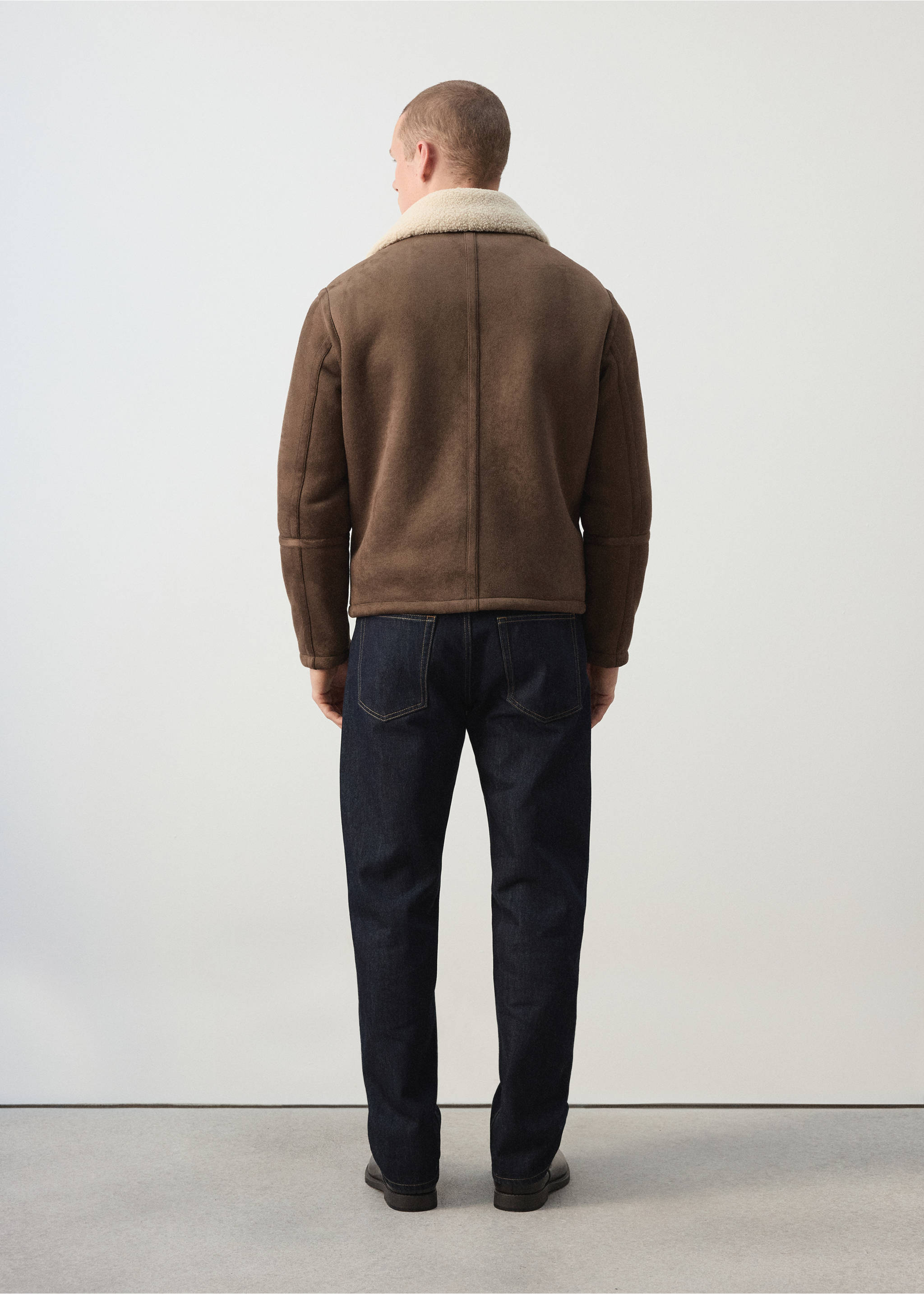 Faux-shearling suede jacket - Reverse of the article, Cognac. Ref: 37003277-00.