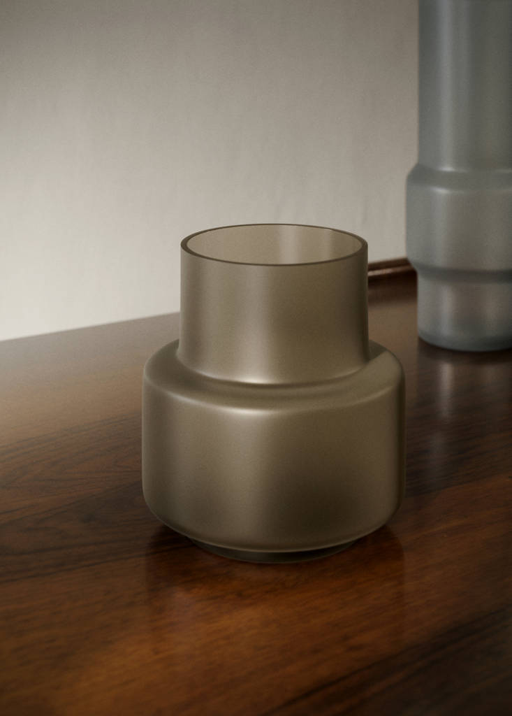 Green glass vase — Medium Brown