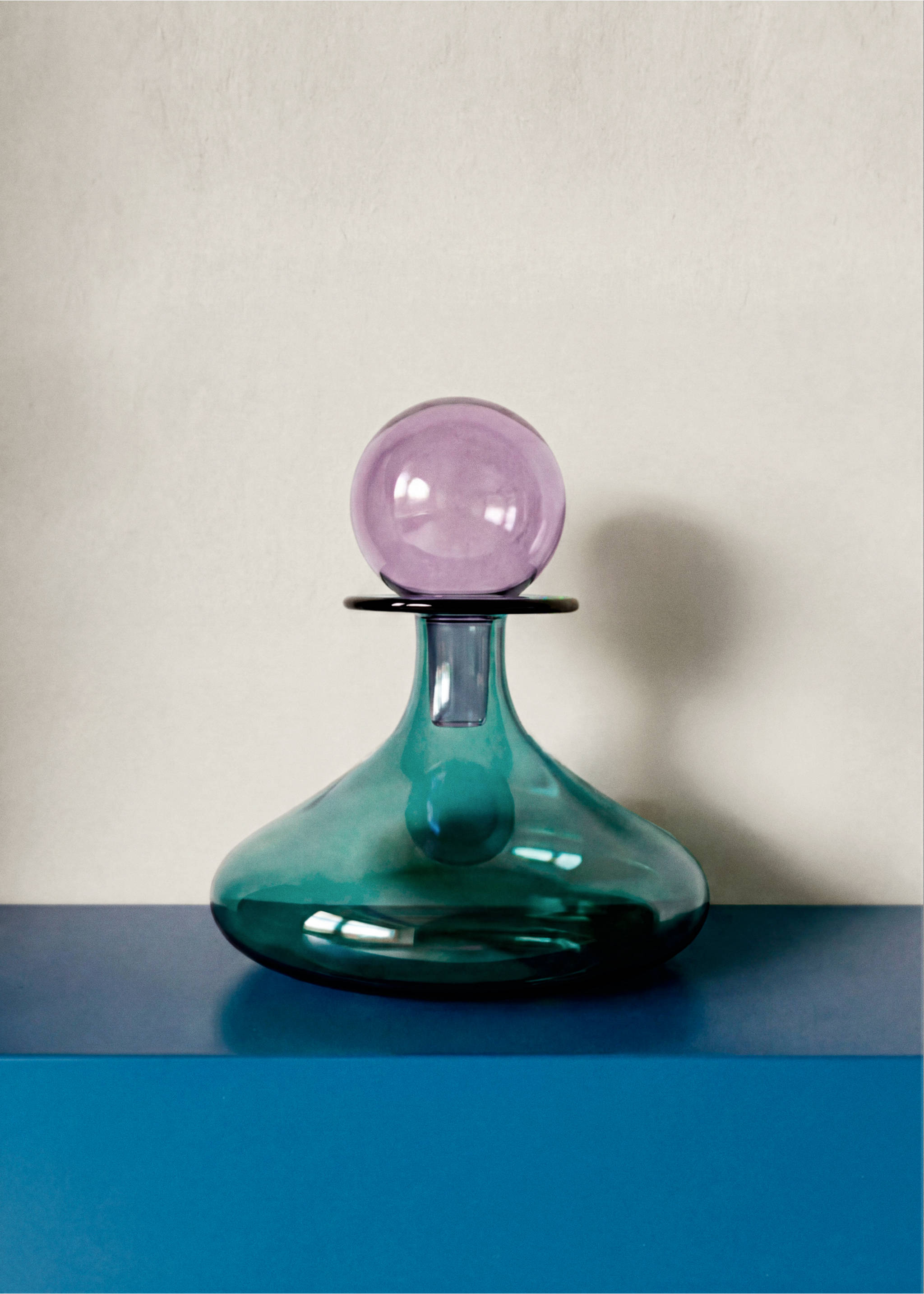 Borosilicate bicolour decorative vase - General plane, Petrol Blue. Ref: 37003281-00.