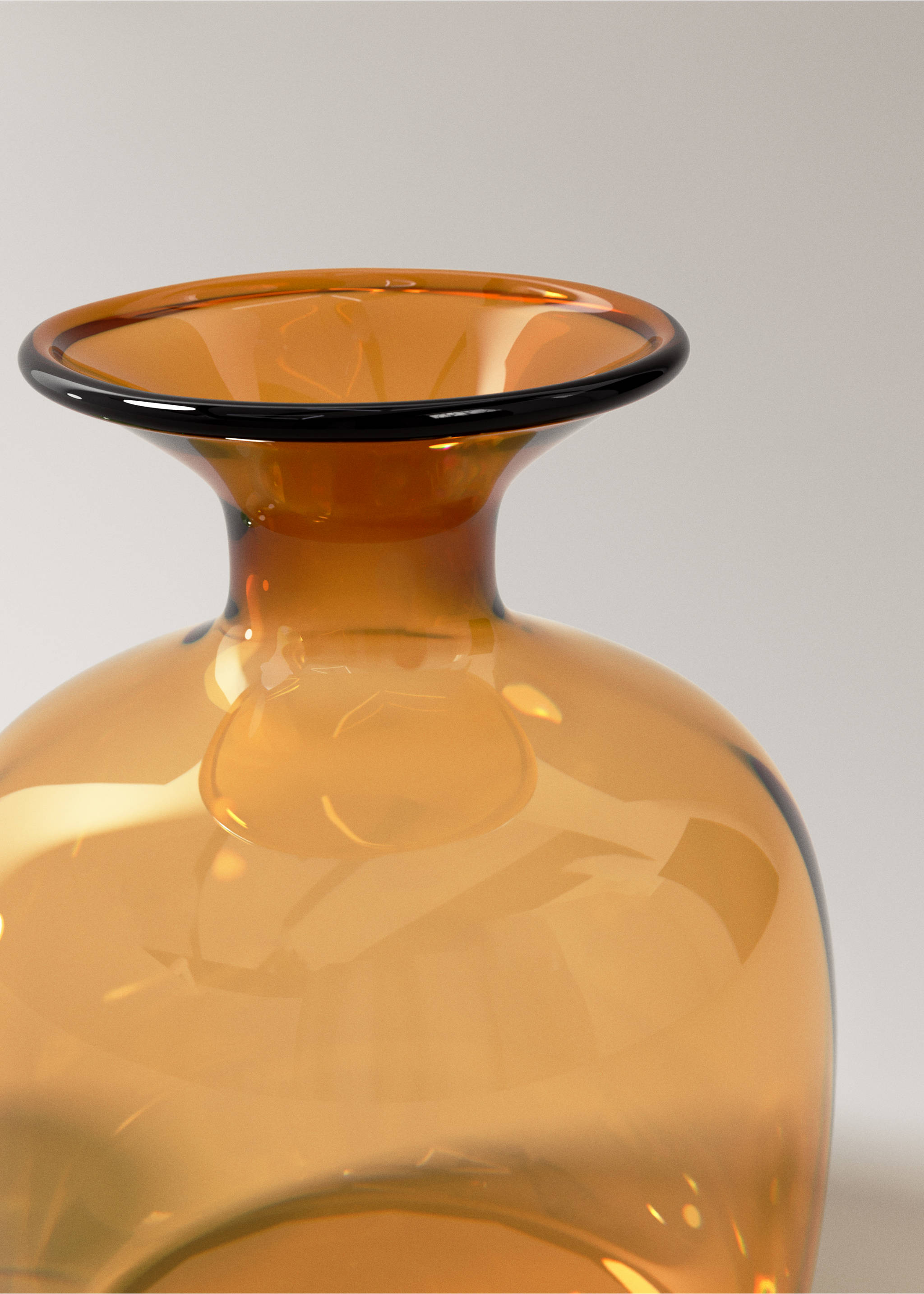 Small two-tone borosilicate decorative vase - Details of the article 2, Caramel. Ref: 37003282-00.