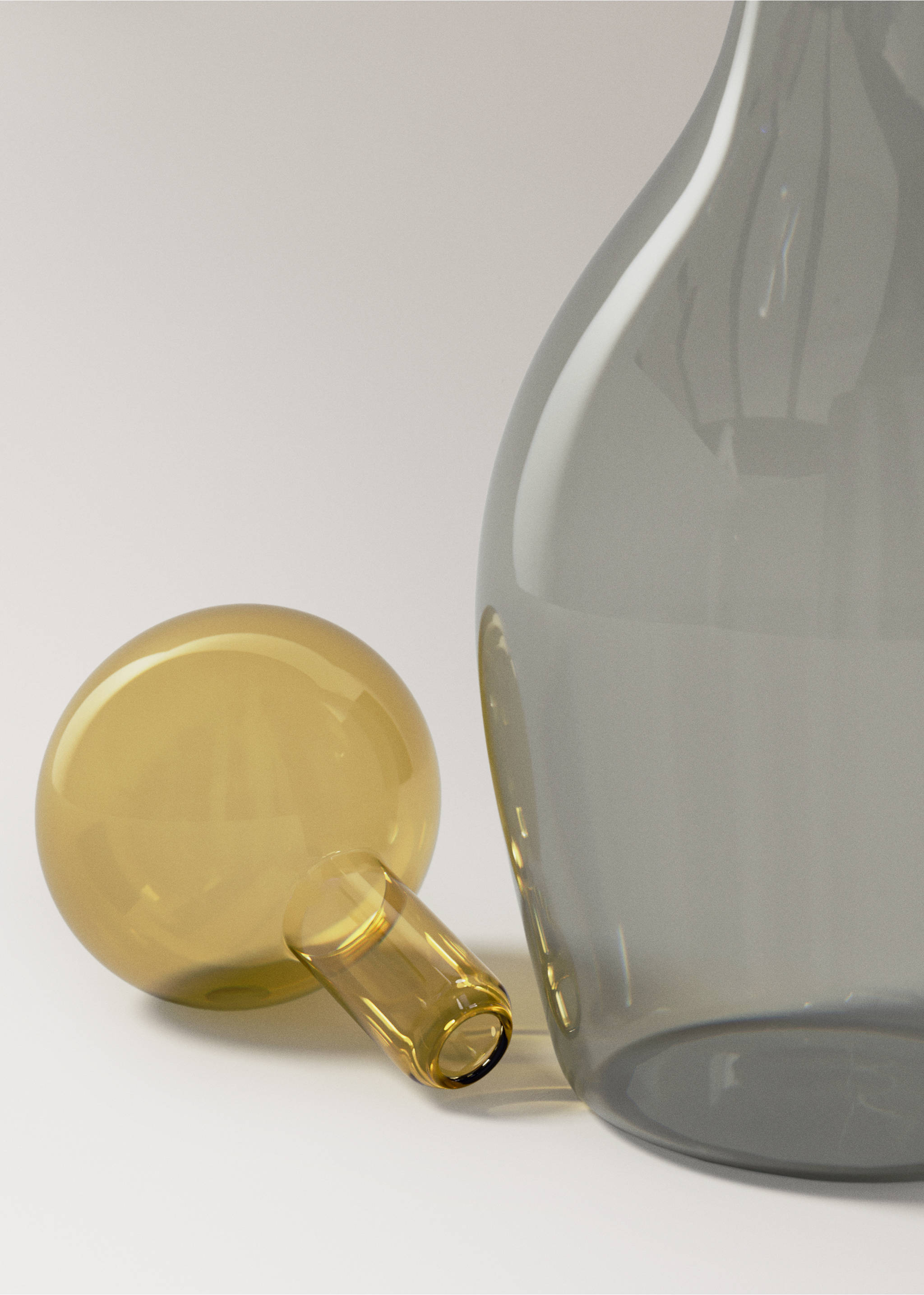 100% glass vase with stopper - Details of the article 1, Grey. Ref: 37003283-00.