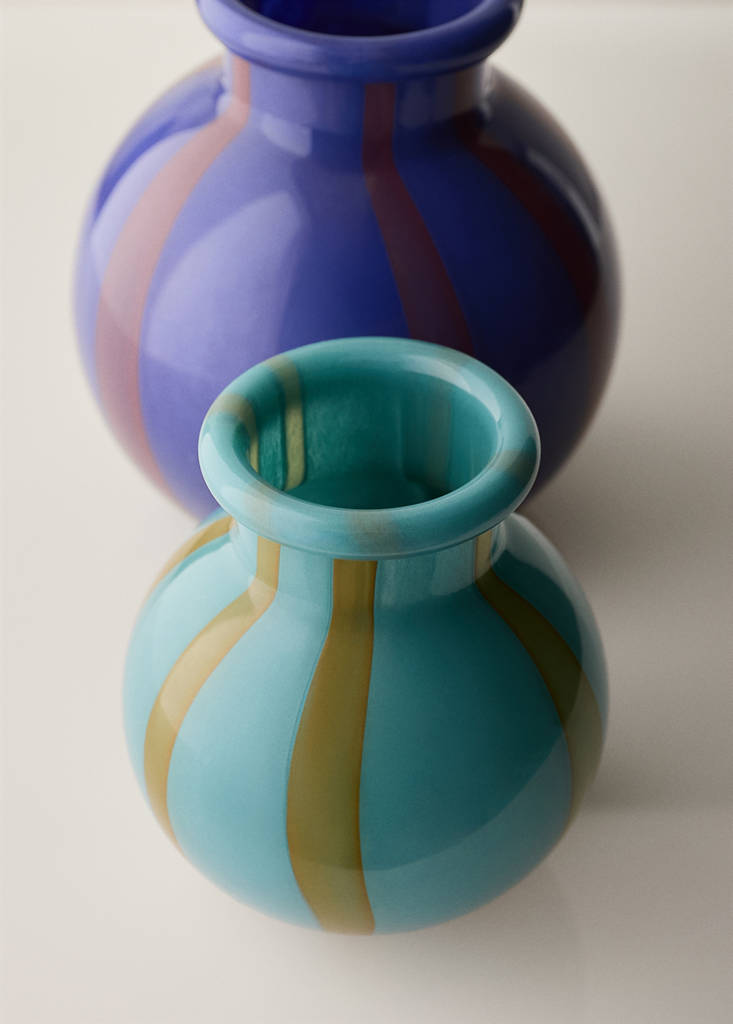 Two-tone vase, 100% glass — Turquoise