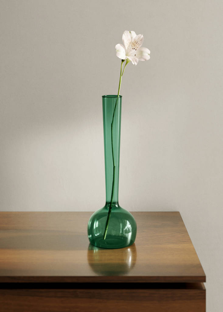 Small borosilicate bud vase — Petrol Blue
