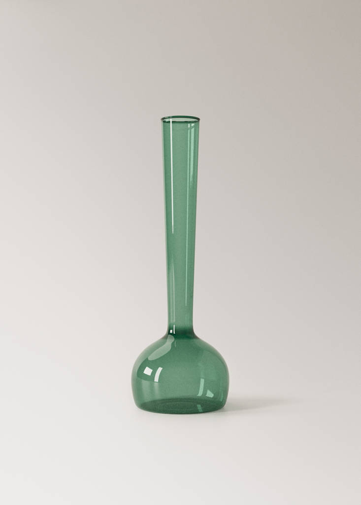 Small borosilicate bud vase — Petrol Blue