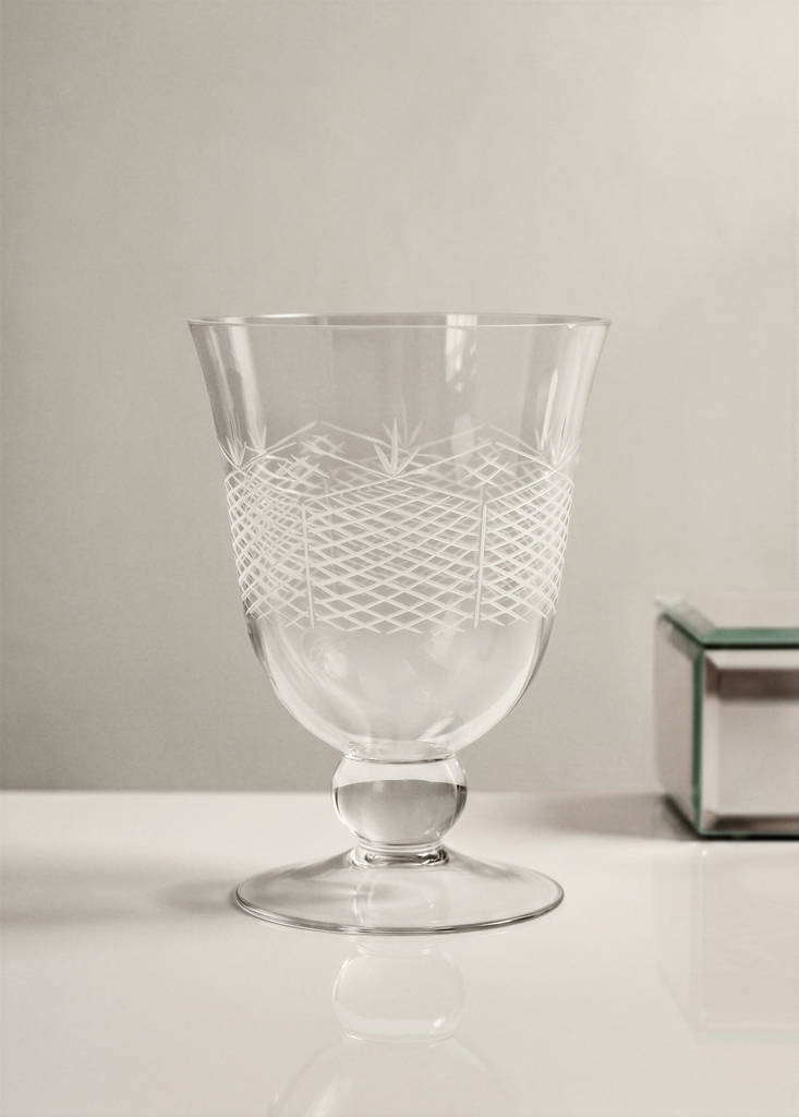 Glass vase with etched details