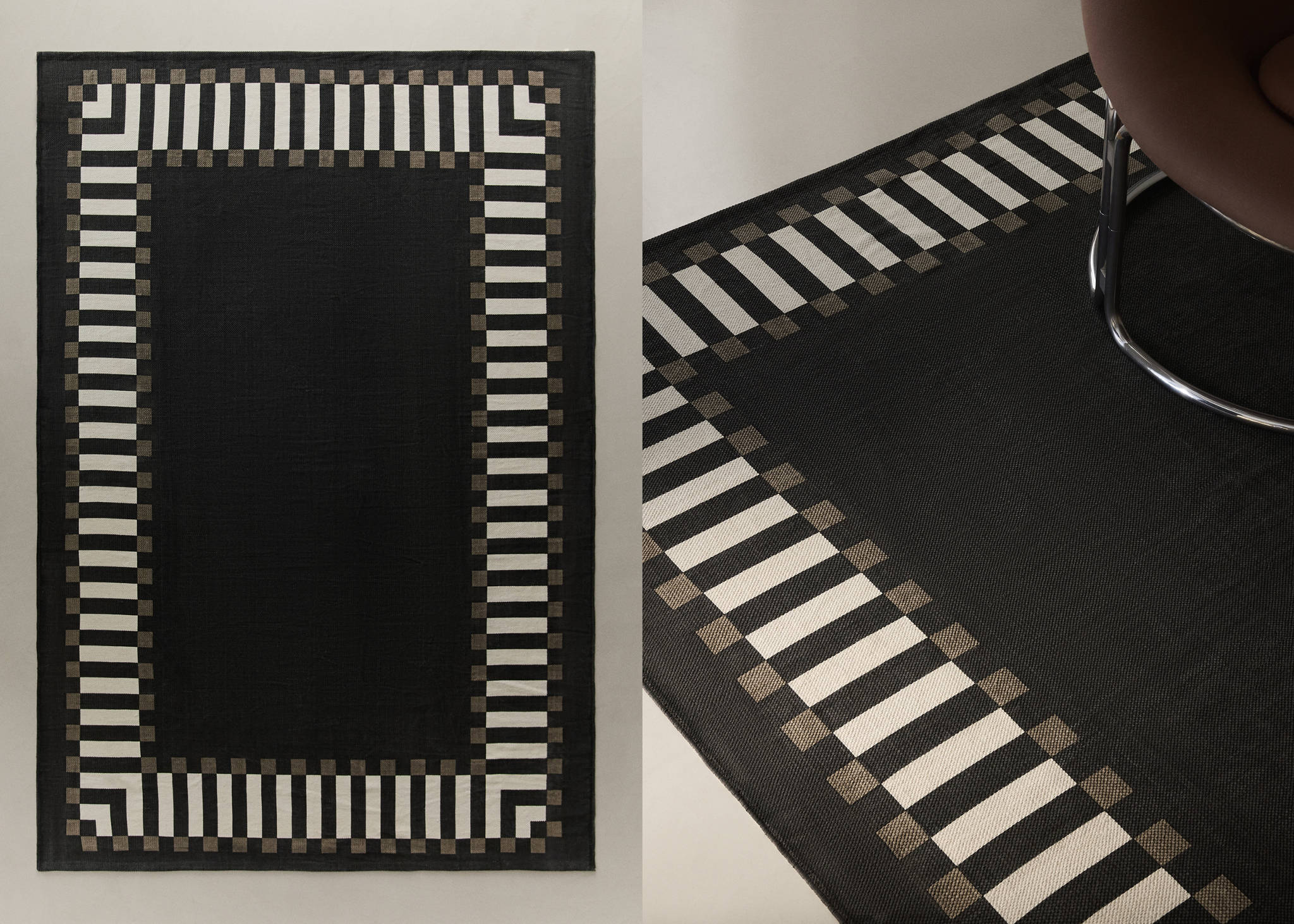 100% cotton large striped border rug - Panoramic plane