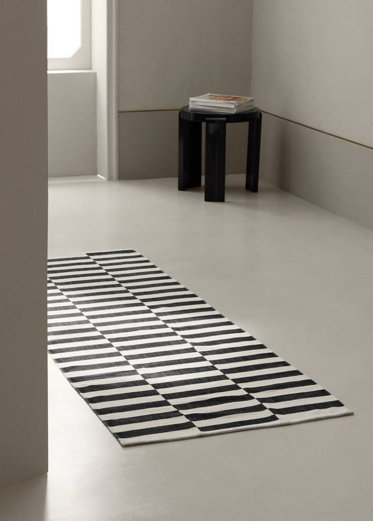 Large striped cotton rug, 100% cotton — Chocolate