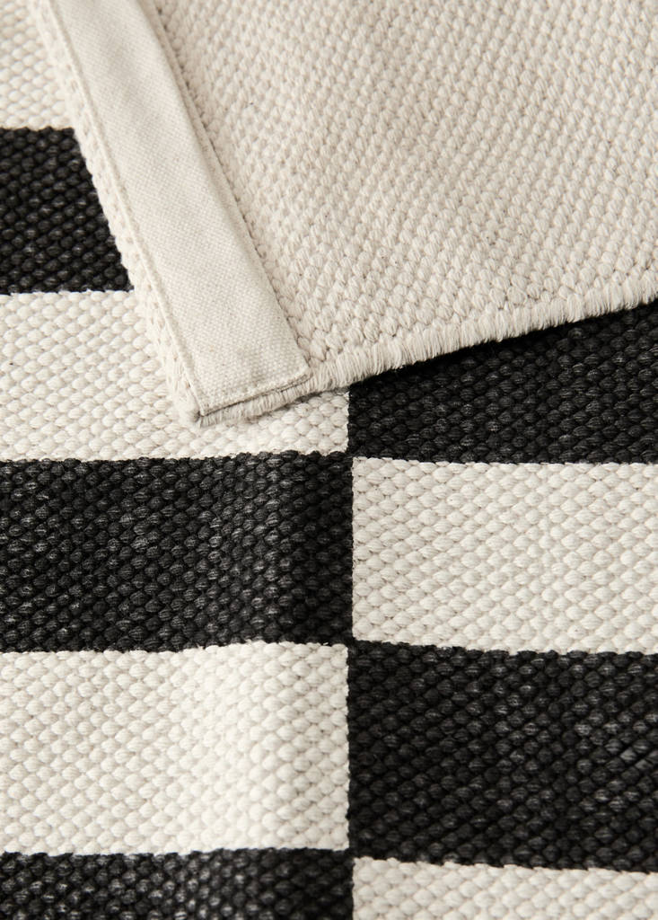Large striped cotton rug, 100% cotton — Chocolate