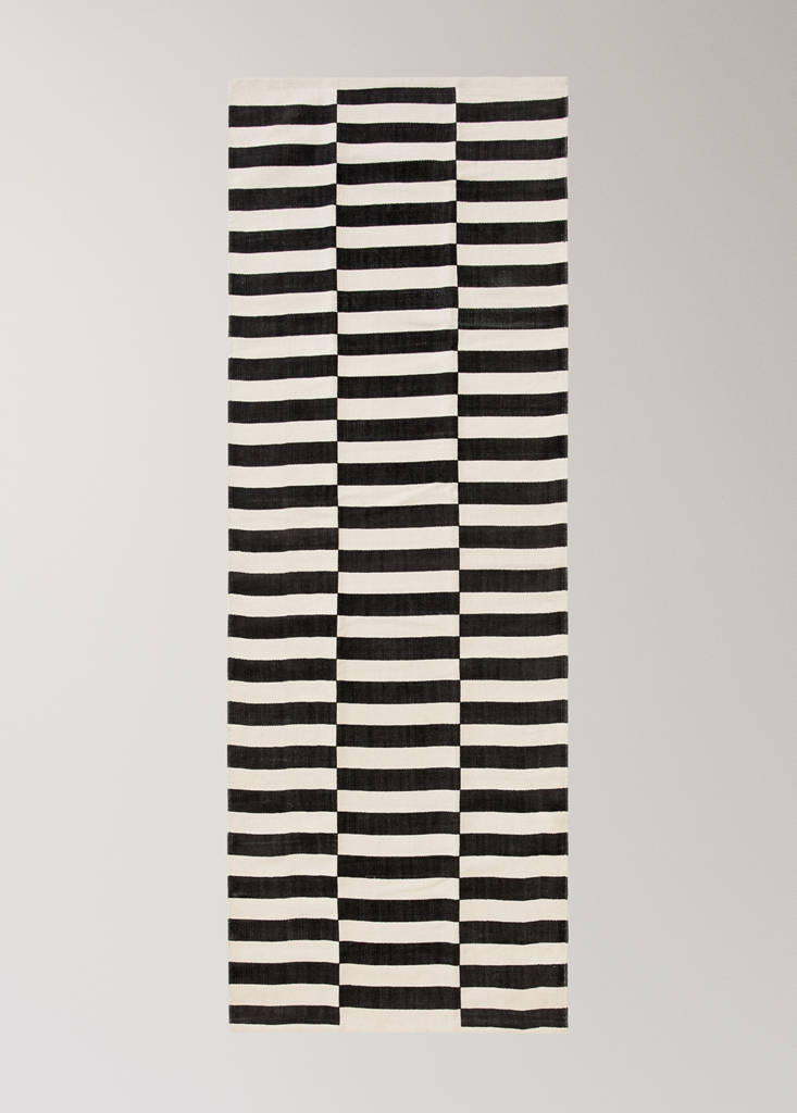 Large striped cotton rug, 100% cotton — Chocolate