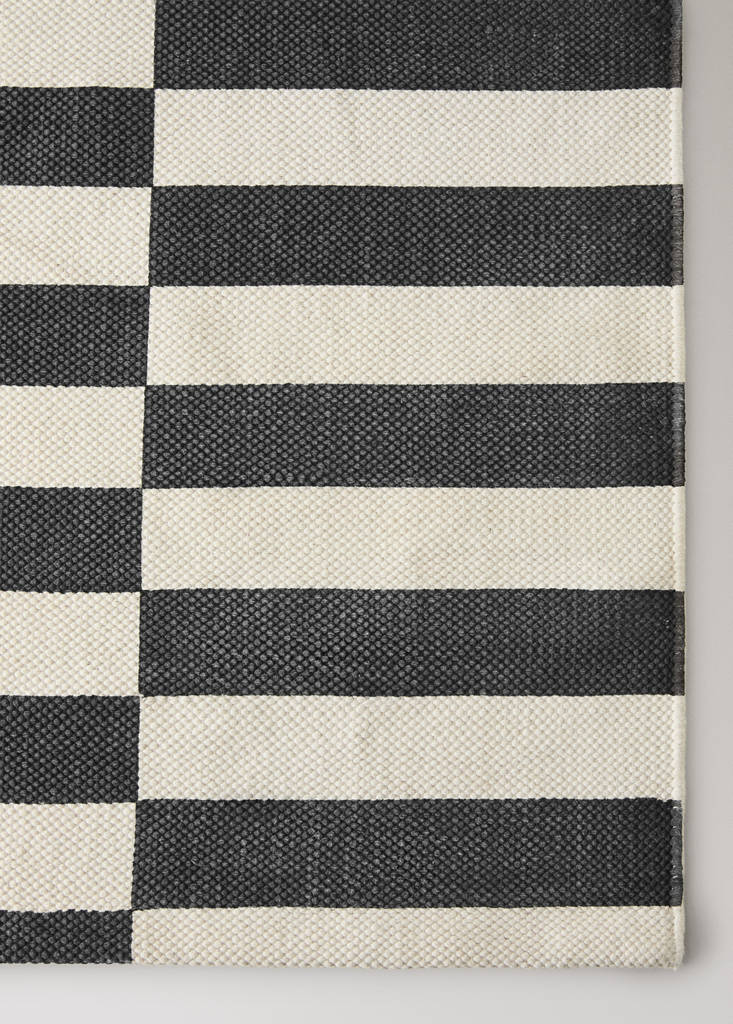 Large striped printed rug, 100% cotton — Chocolate