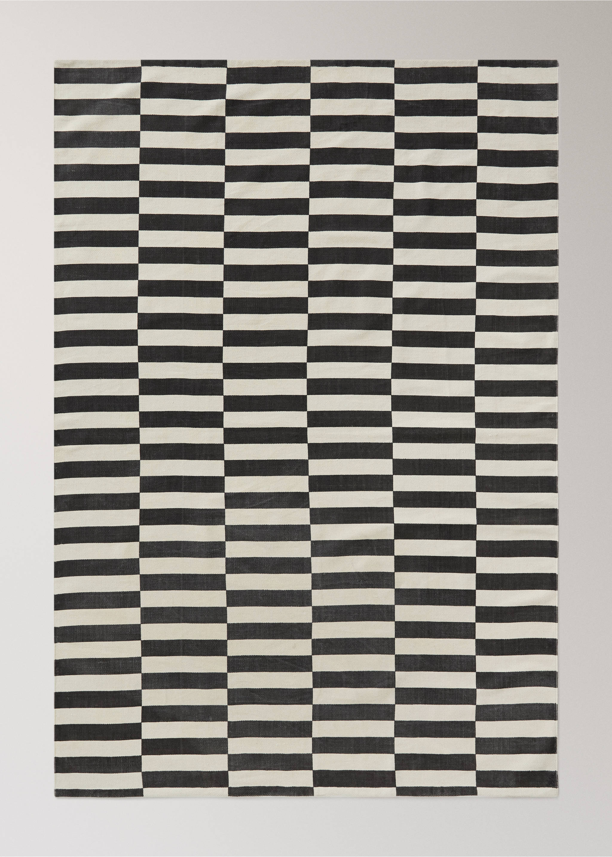 Striped-print cotton rug - Article without model, Chocolate. Ref: 37003295-00.
