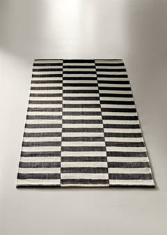Small printed striped rug, 100% cotton — Chocolate 1