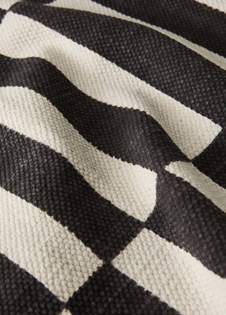 Small printed striped rug, 100% cotton — Chocolate