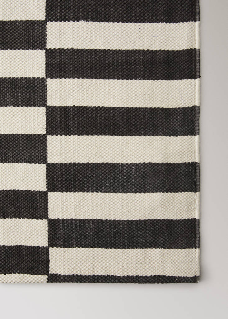 Small printed striped rug, 100% cotton — Chocolate